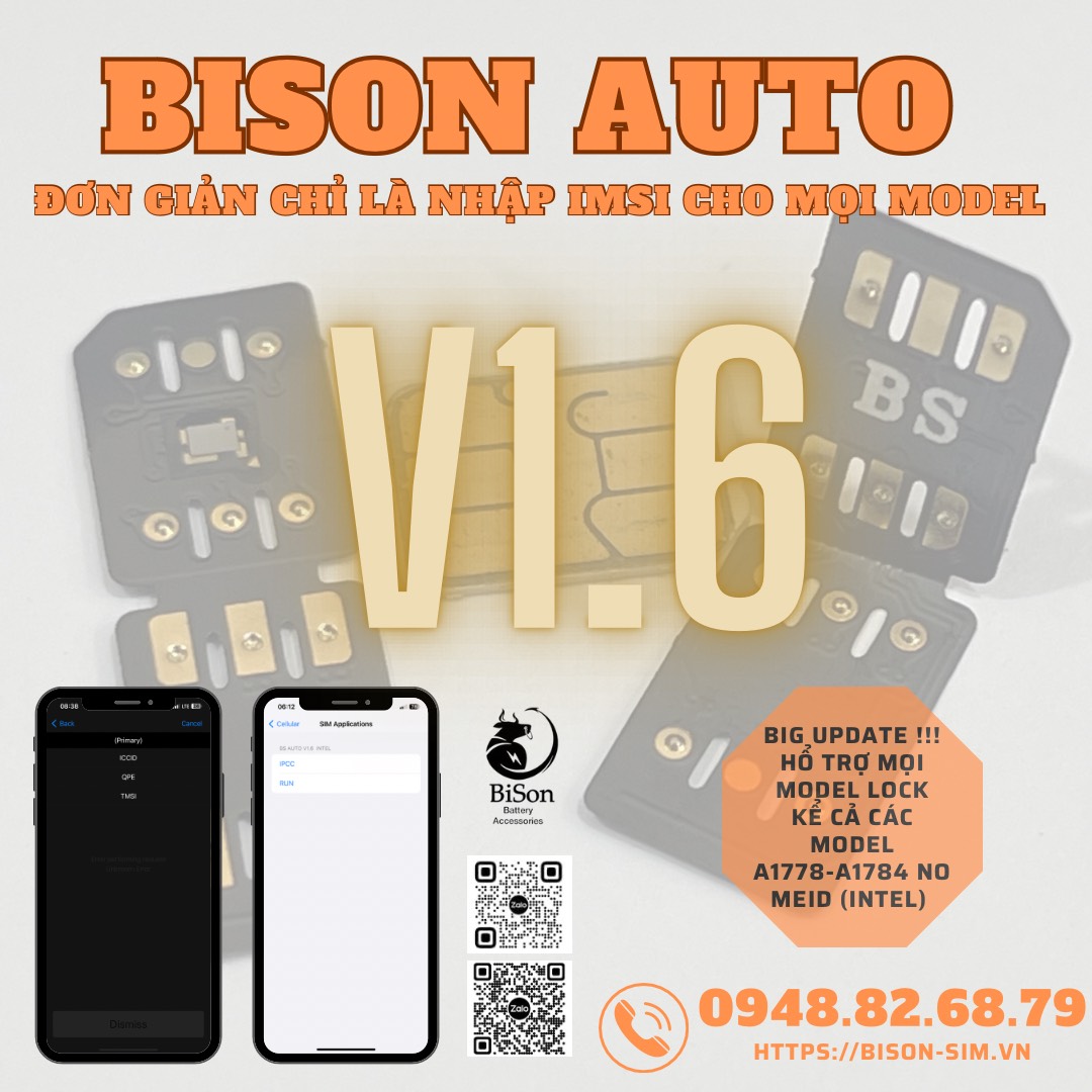 Bison Auto V1.6 – Lắp sim tự lên sóng không cần 4G, không misscall iPhone 11 Promax Tmb/Sprint